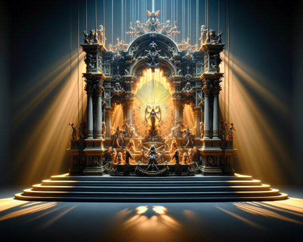 Ornate architectural stage with intricate sculptures