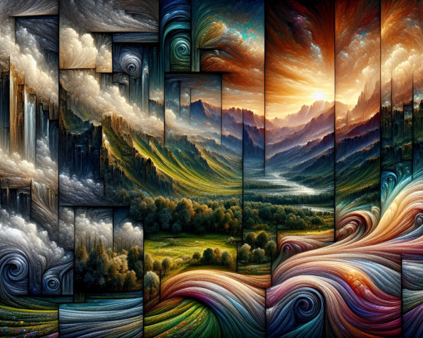 Surreal Landscape with Mountains and Vibrant Colors