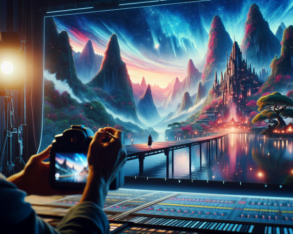 Fantasy Landscape with Mountains and Mystical City