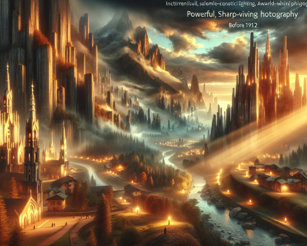 Fantasy Landscape with Mountains and Castles