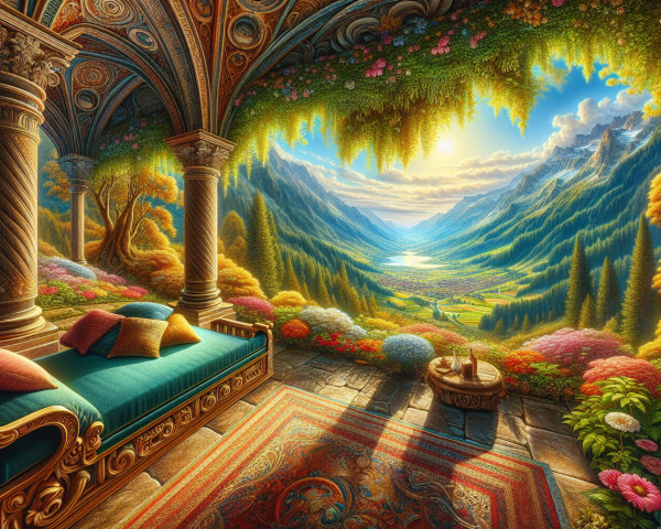 Vibrant Panoramic View from an Ornate Balcony