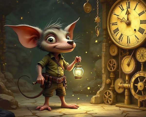 Anthropomorphic Mouse in Whimsical Underground Setting