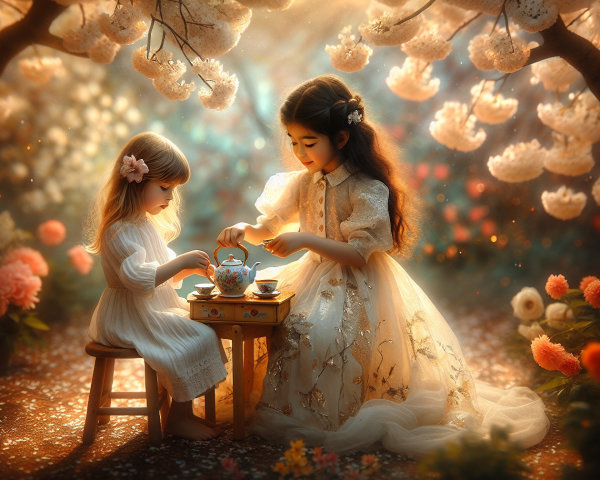 Whimsical Tea Party in a Dreamy Flower Garden