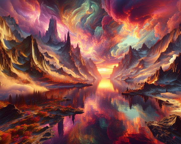 Majestic Mountains and Serene Lake at Sunset