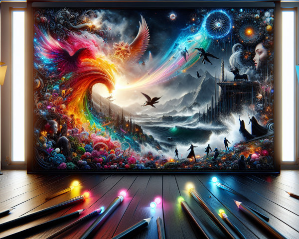 Surreal Painting of a Phoenix in a Fantastical World