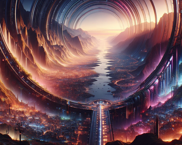 Breathtaking Valley Landscape with Vibrant Portal and River