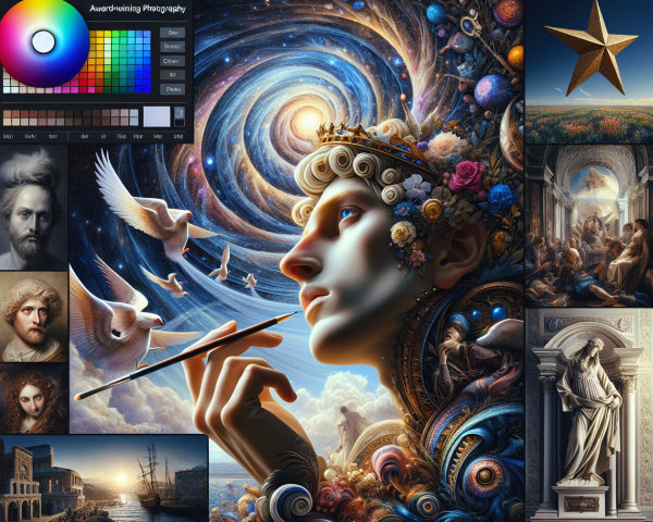 Surreal and Classical Elements in a Vibrant Collage