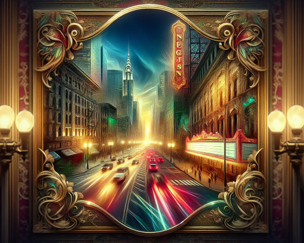 Vibrant City Scene with Skyscrapers and Lights