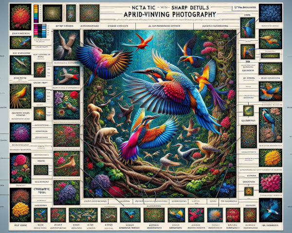 Vibrant Collage of Birds and Flora with Rich Colors