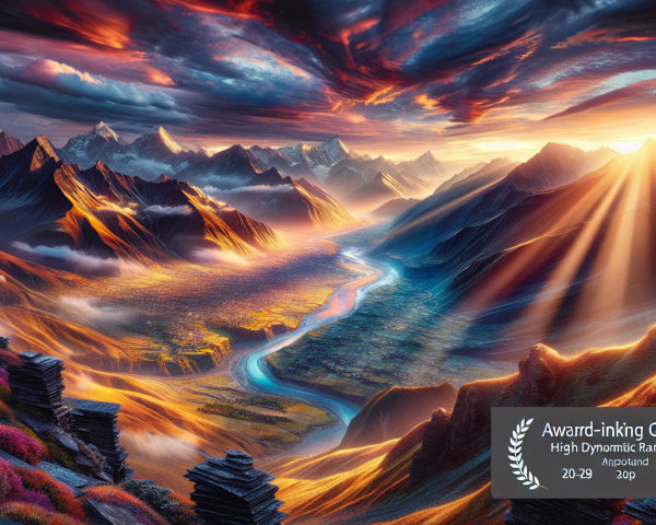 Majestic Mountain Landscape with Flowing River and Sky