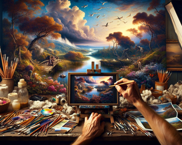 Vibrant Artist Studio with Colorful Supplies and Art