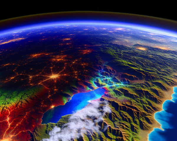 Vibrant Earth View from Space with Diverse Landscapes
