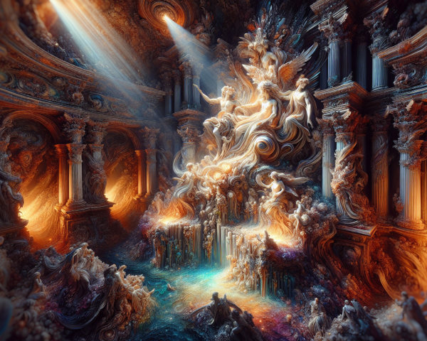 Surreal Landscape with Architectural Elements and Light
