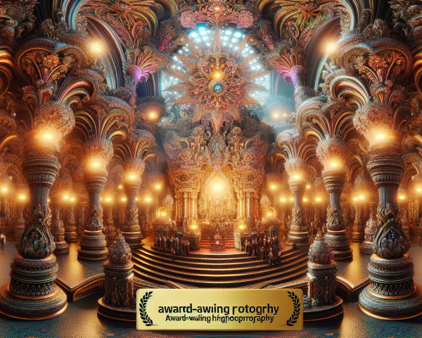 Ornate Interior with Intricate Pillars and Vibrant Colors