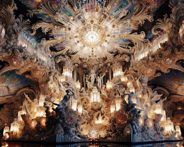 Opulent Interior with Intricate Sculptures and Designs