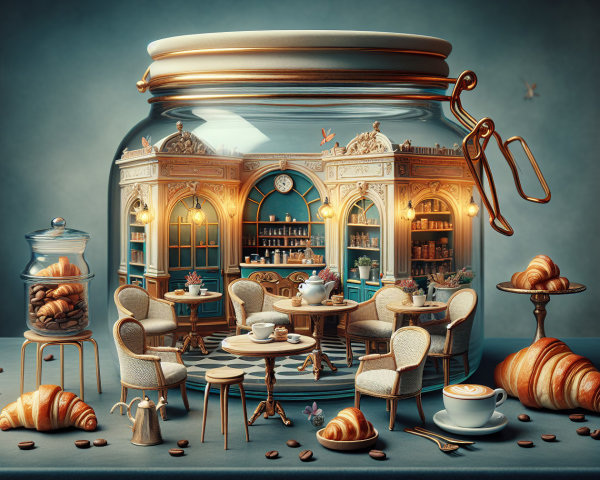 Miniature Café in Glass Jar with Delicate Details