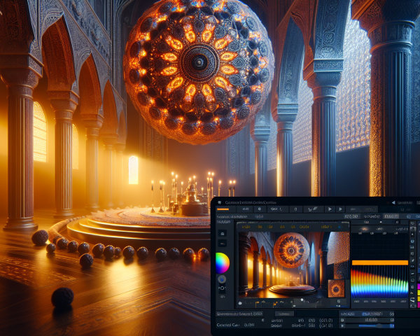 Lavish Grand Hall Interior with Intricate Chandelier