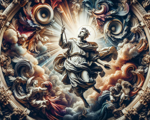 Celestial Scene with Divine Figure and Angels