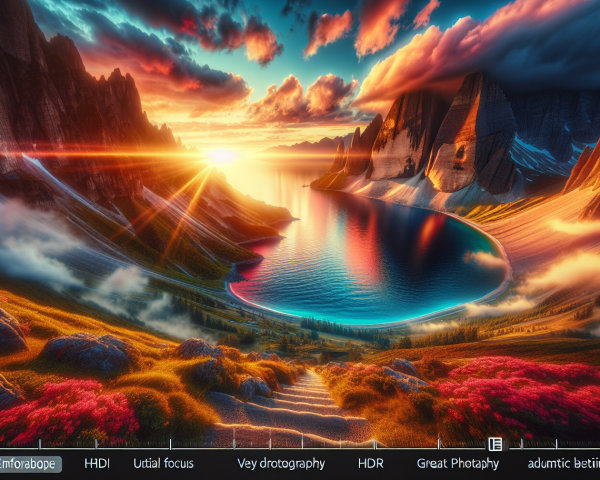 Sunset Landscape with Mountains and Serene Lake