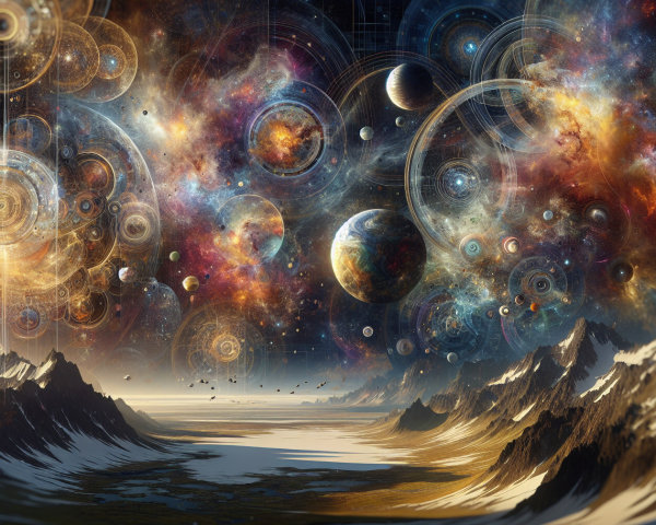 Snow-Capped Mountains Under a Cosmic Sky