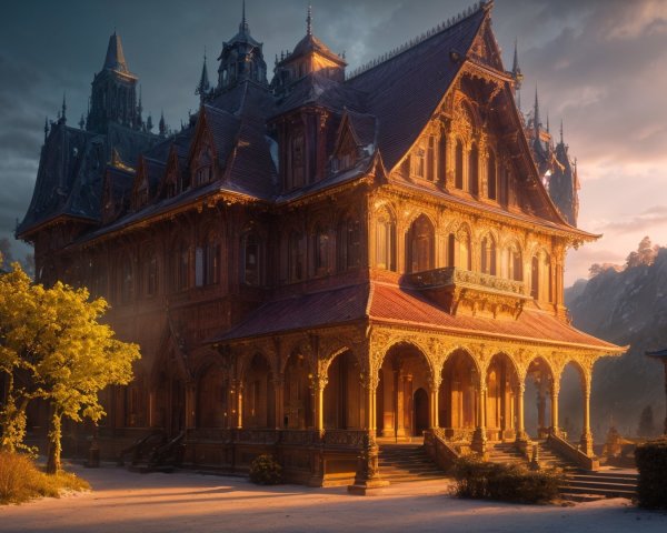 Majestic mansion with intricate architecture and ambiance