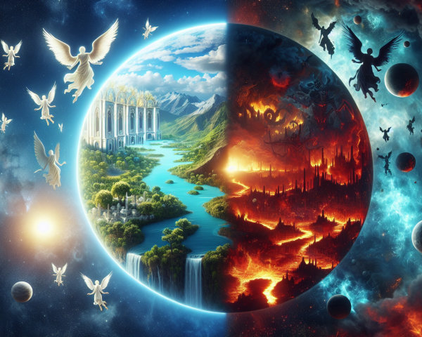 Contrasting Realms of Paradise and Inferno Depicted