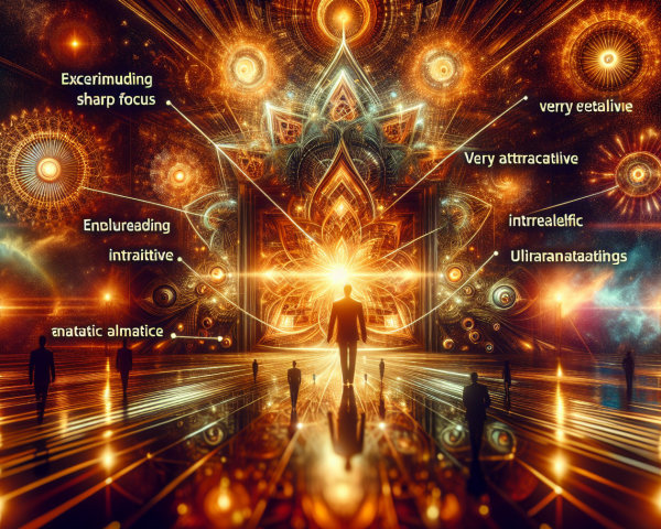 Cosmic Scene with Illuminated Figure and Vibrant Patterns