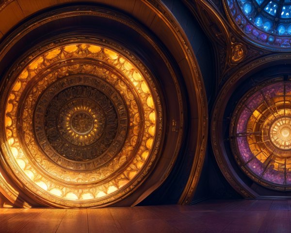 Grand Circular Windows with Intricate Designs and Colors