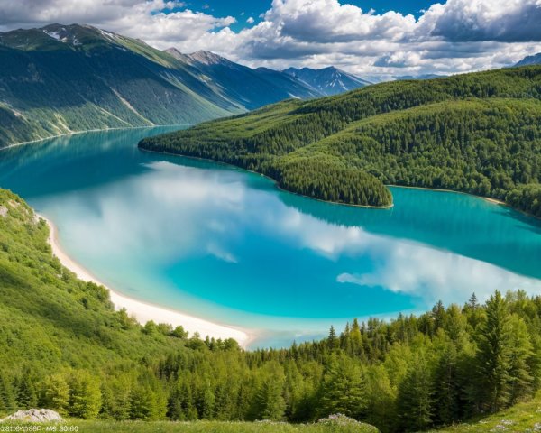Serene Turquoise Lake Surrounded by Lush Forests