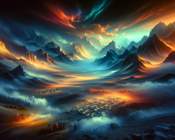 Vibrant Landscape of Mountains and Serene Valley