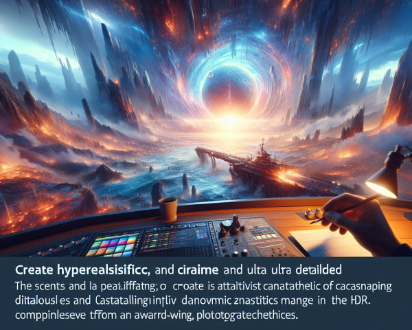 Surreal Cosmic Landscape with Futuristic Control Panel