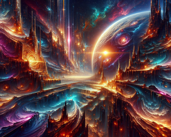 Cosmic Landscape with Nebulae Structures and Stars