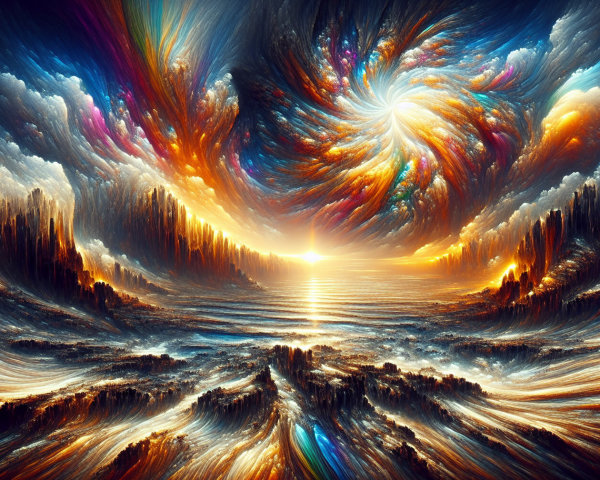 Vibrant Cosmic Landscape with Mountains and Stars