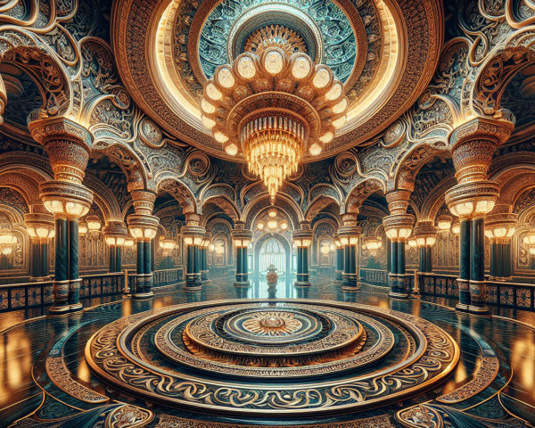 Opulent Interior with Intricate Architectural Details