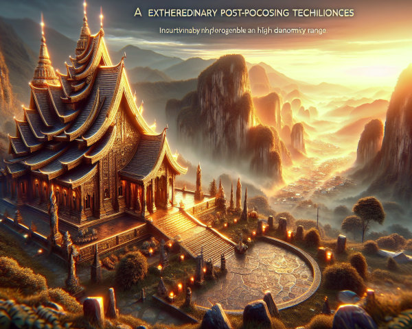 Ornate Pagoda Building on Lush Mountain Landscape