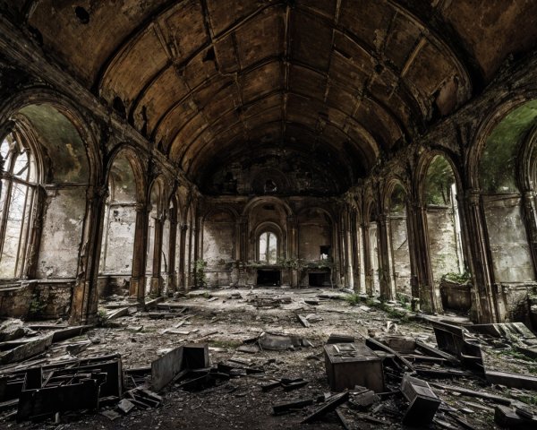 Interior of a Decaying Abandoned Building