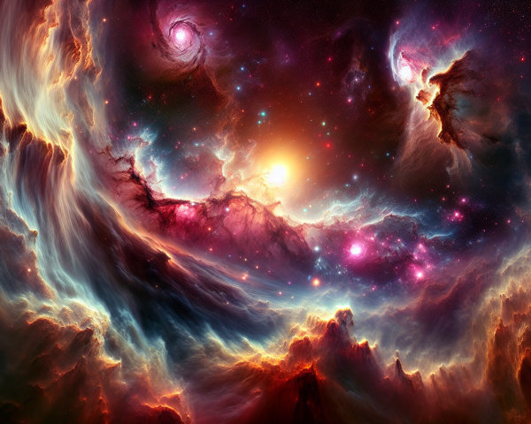 Vibrant Cosmic Scene with Stars and Galaxies