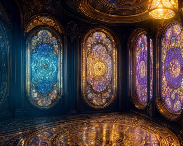 Intricately Designed Chamber with Stained Glass Windows
