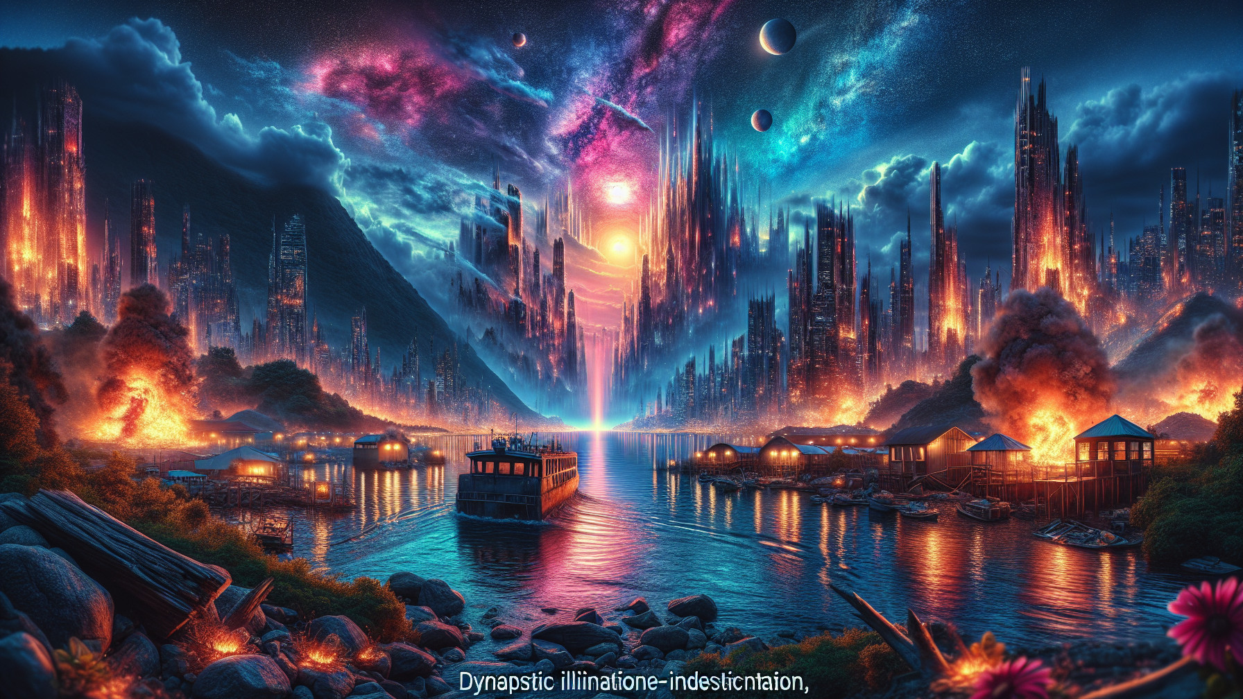 Surreal Futuristic Cityscape with Vibrant Colors
