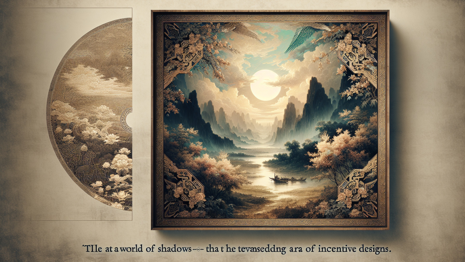 Misty Mountains and Tranquil River Landscape Art