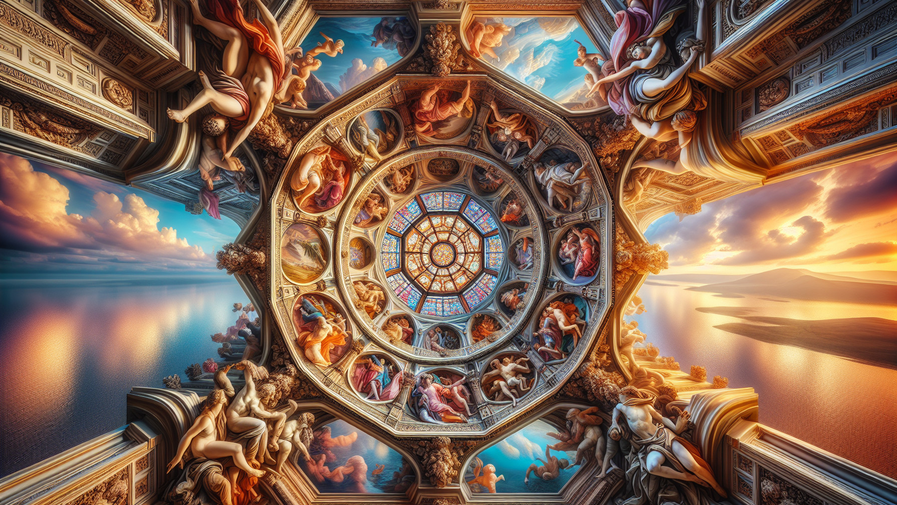 Ornate Architectural Masterpiece with Stained Glass Window