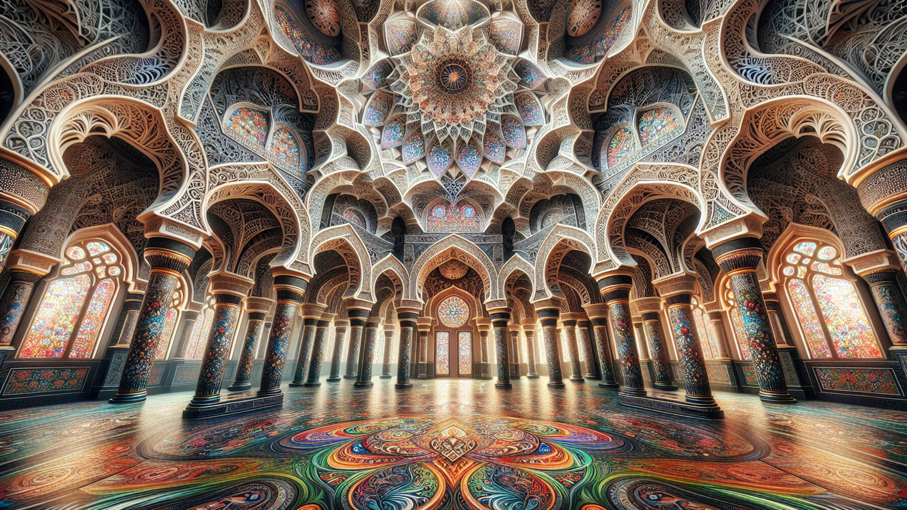 Opulent Interior with Geometric Patterns and Colors
