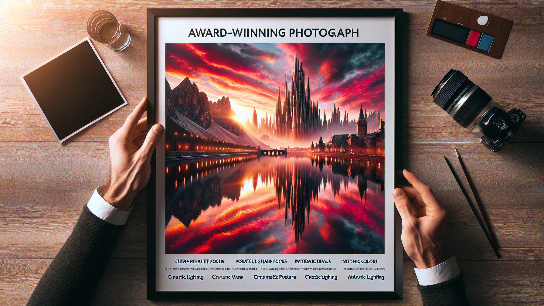 Award-winning landscape photograph with vibrant sunset