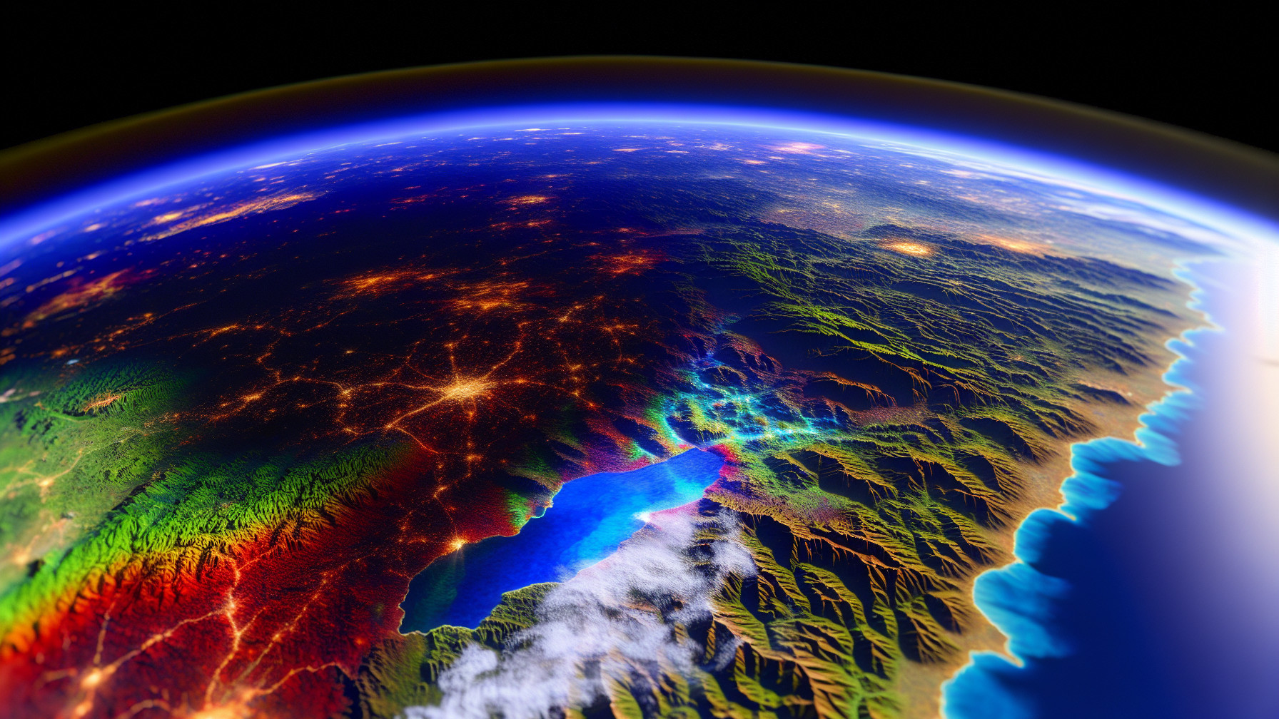 Vibrant Earth View from Space with Diverse Landscapes