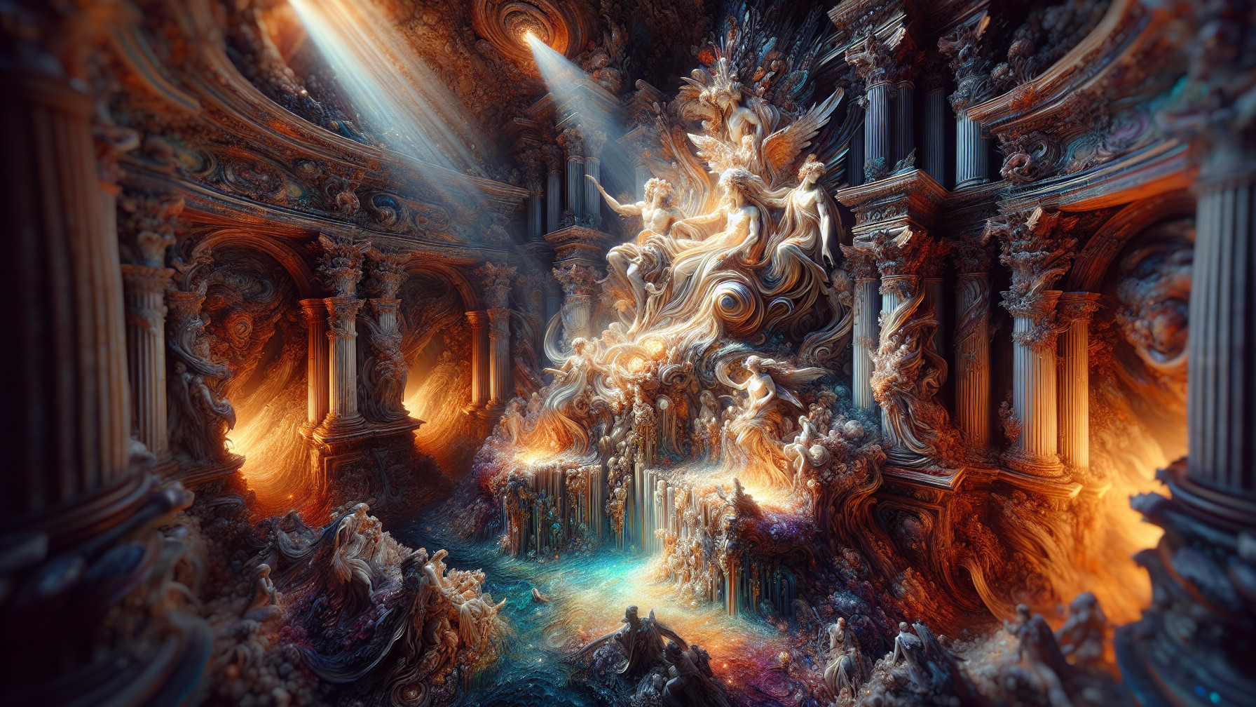 Surreal Landscape with Architectural Elements and Light