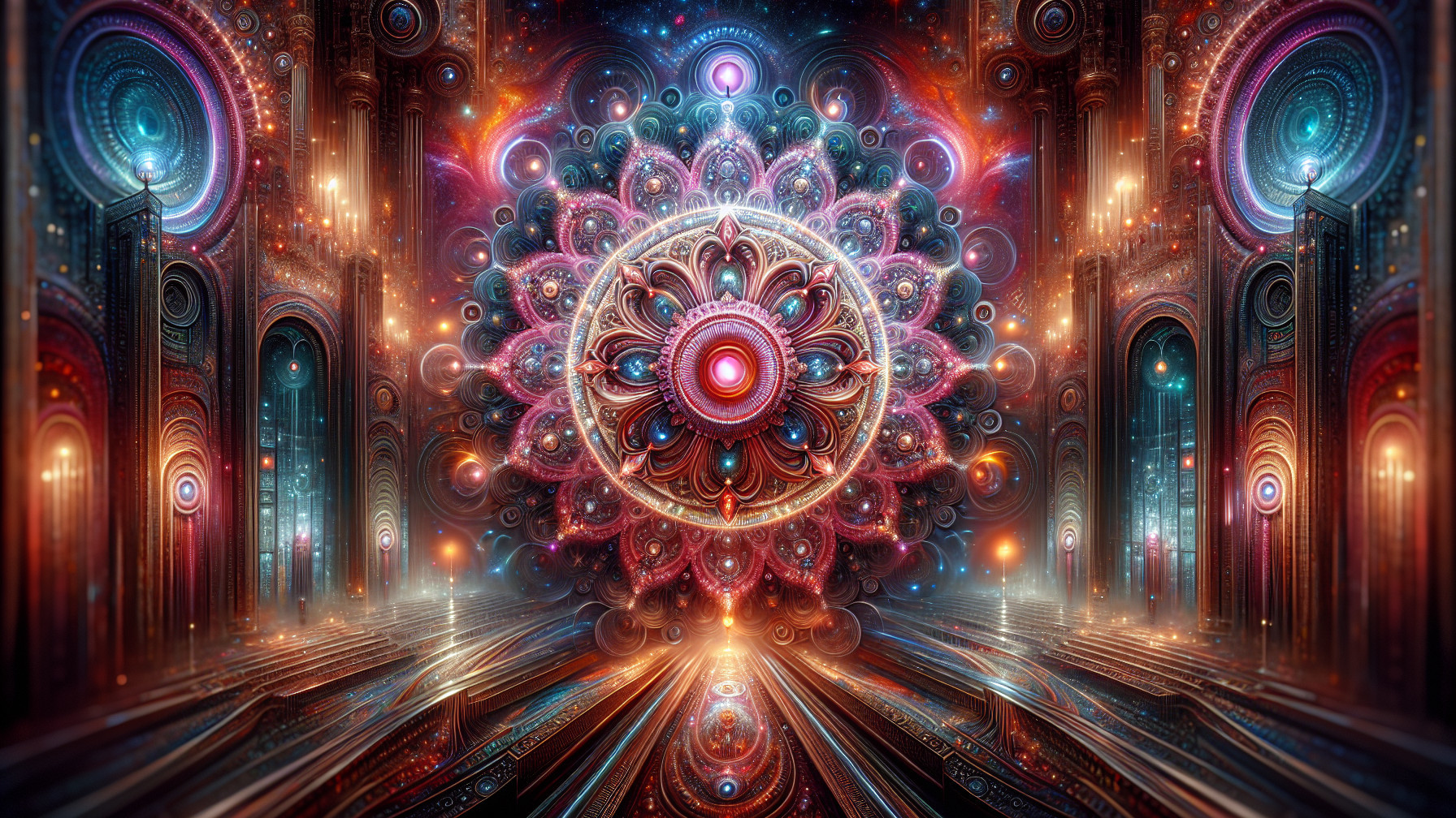 Intricate Mandala Design in a Mystical Space