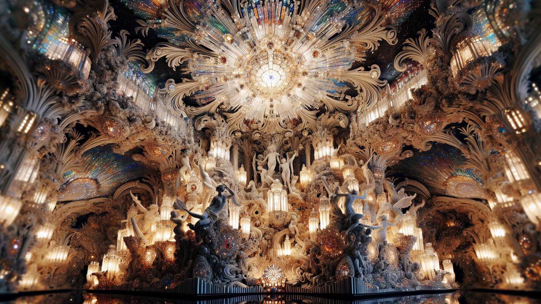 Opulent Interior with Intricate Sculptures and Designs