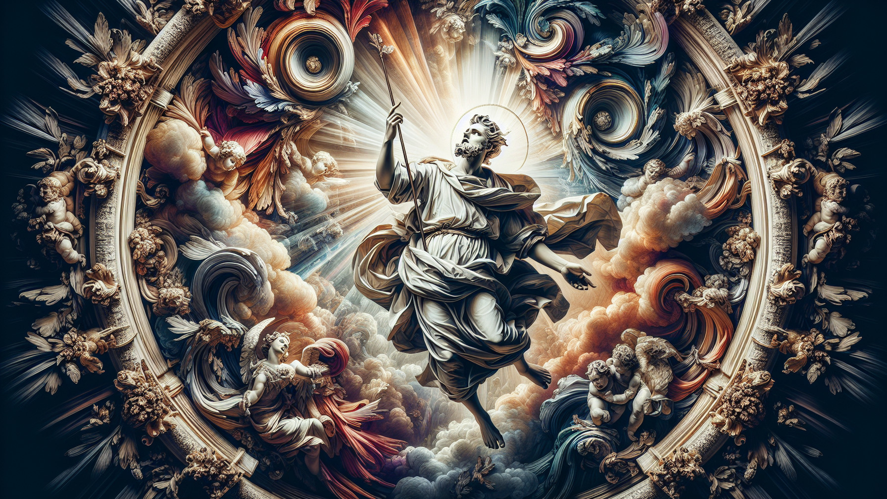 Celestial Scene with Divine Figure and Angels