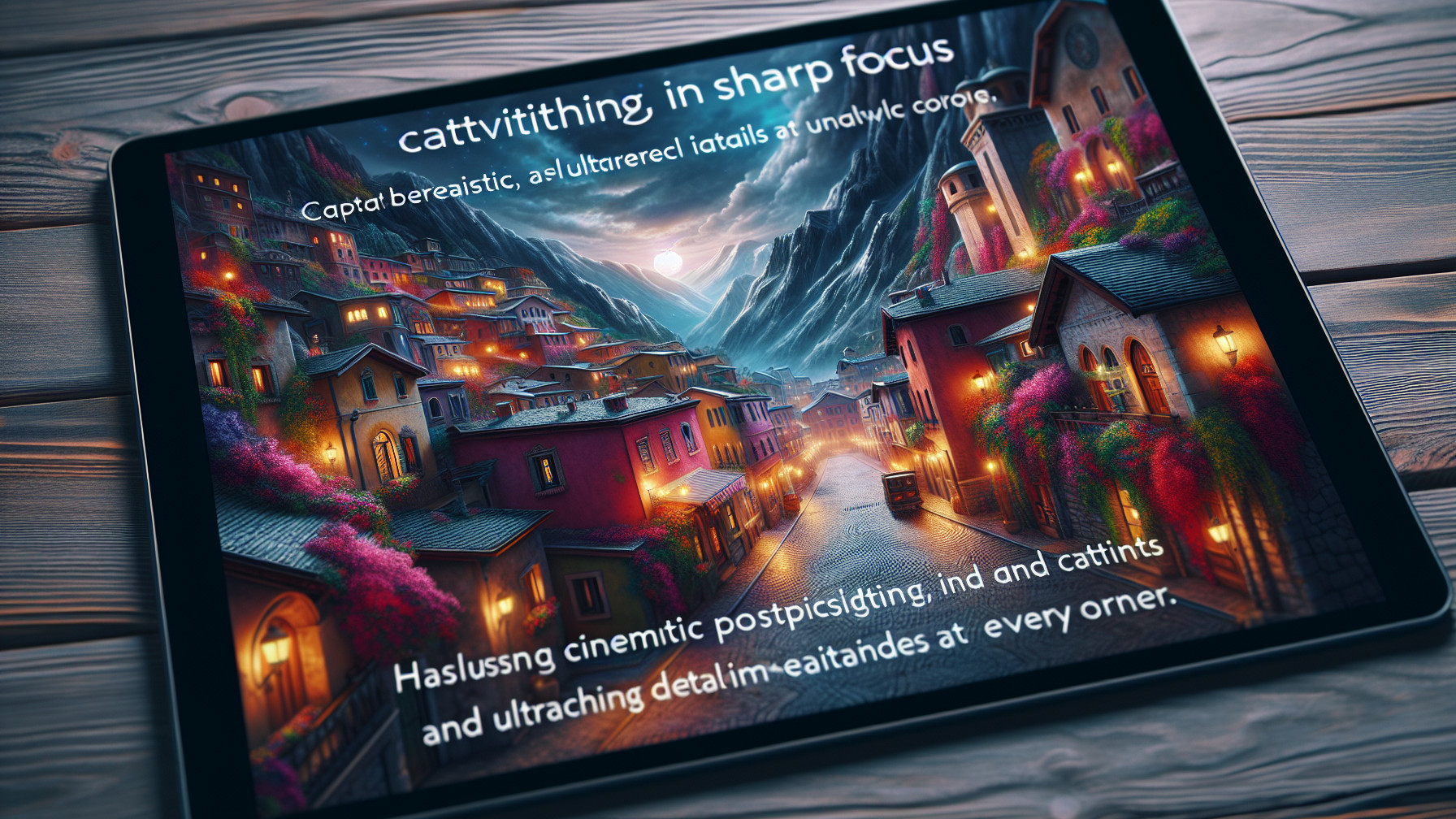 Vibrant Mountainous Village Display at Dusk