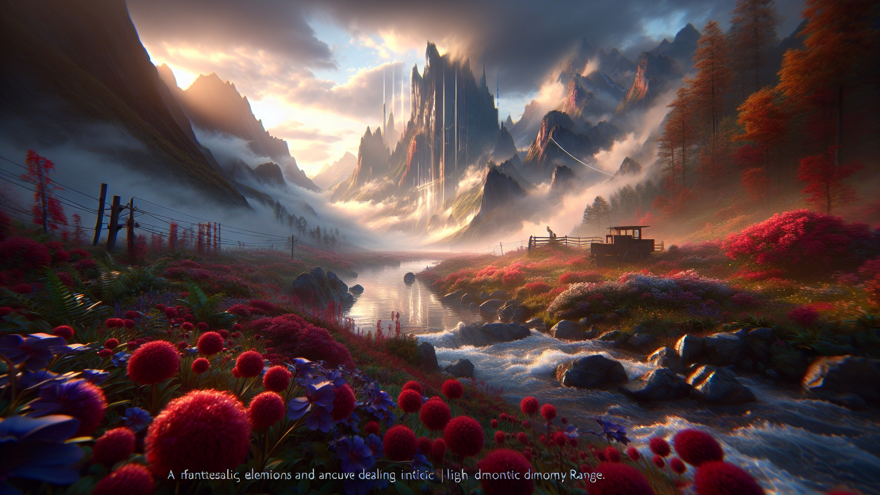 Majestic Mountains and Serene Riverbank Landscape